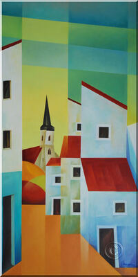 KIECHGASSE / &Ouml;l auf Leinwand - 50 X 100 cm